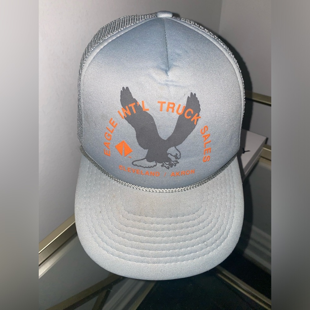 Vintage Trucker Snapback Hat Eagle Int’l Fishing Officer Gray Rope